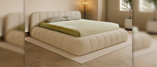 Cream bubble-textured small double bed frame with matching headboard and base.