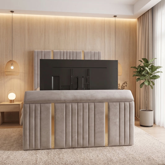 Monaco High Headboard Upholstered TV Bed Frame