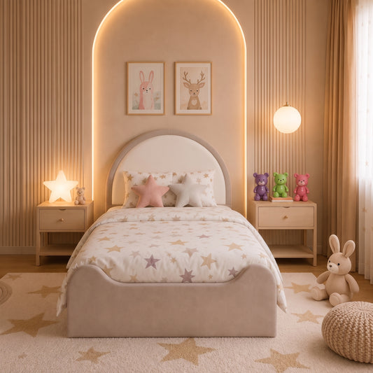 Elara Ottoman Storage Bed with Round Headboard