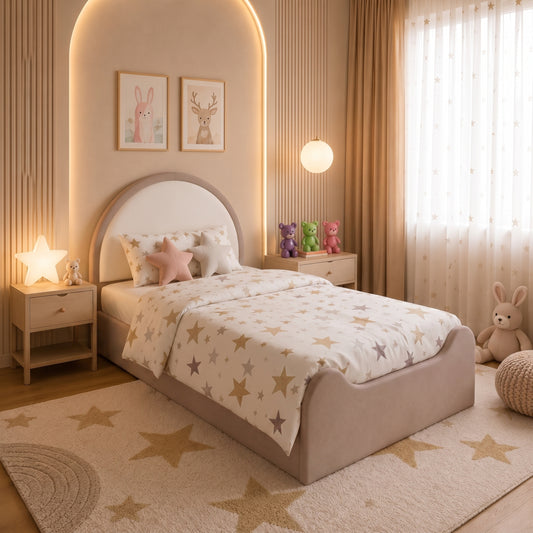 Elara Ottoman Storage Bed with Round Headboard