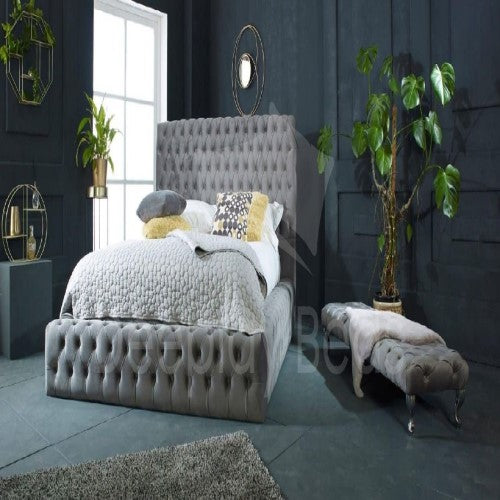 Plymouth Chesterfield Upholstered Storage Grey Beds Frame