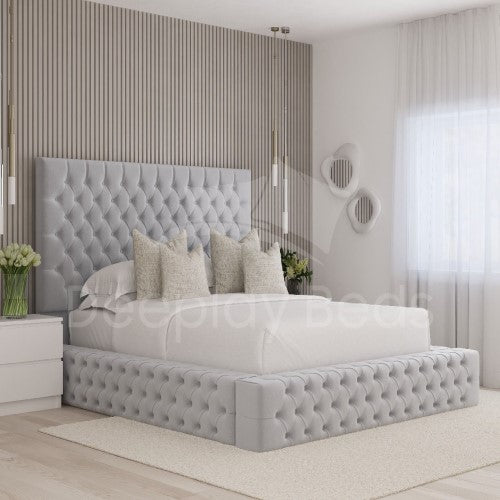 South Wales Chesterfield Ambassador Upholstered Ottoman Storage Silver Beds Frame