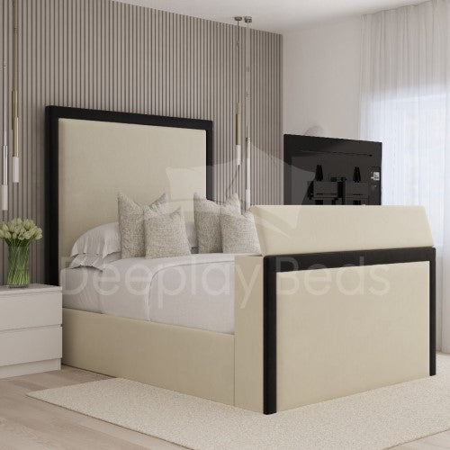 Winchester TV Upholstered Storage Cream Bed Frame