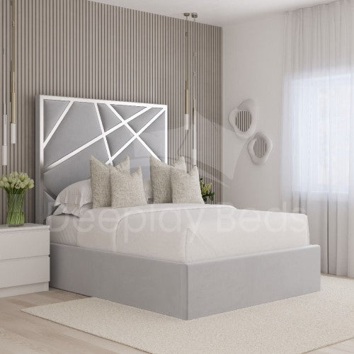 Wrexham Upholstered Cross Ribbon Storage Silver Bed Frame