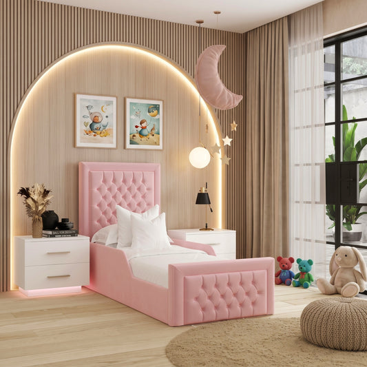 Edmund Chesterfield Upholstered Kids Bed Frame