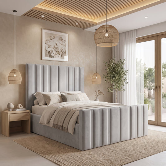 Neno High Headboard Upholstered Bed Frame with Storage