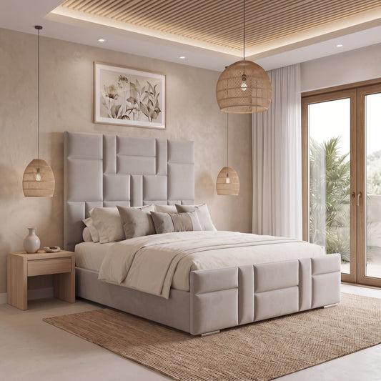 Wrexham Silver Upholstered Ottoman Storage High Headboard Bed Frame
