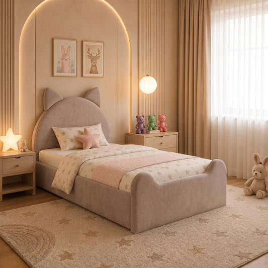 Cleo Ottoman Storage Bed with Cat Ear Headboard