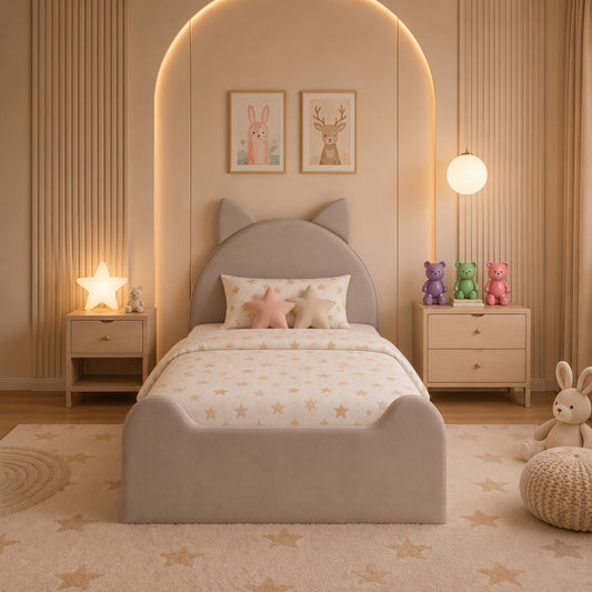 Cleo Ottoman Storage Bed with Cat Ear Headboard
