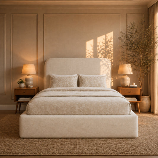 Willow Cream Bouclé Ottoman Storage Bed Frame