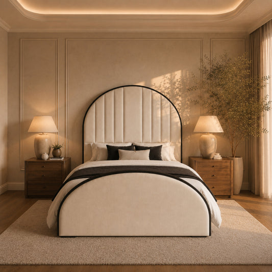 Arden Cream Ottoman Storage Bed with Arched Headboard