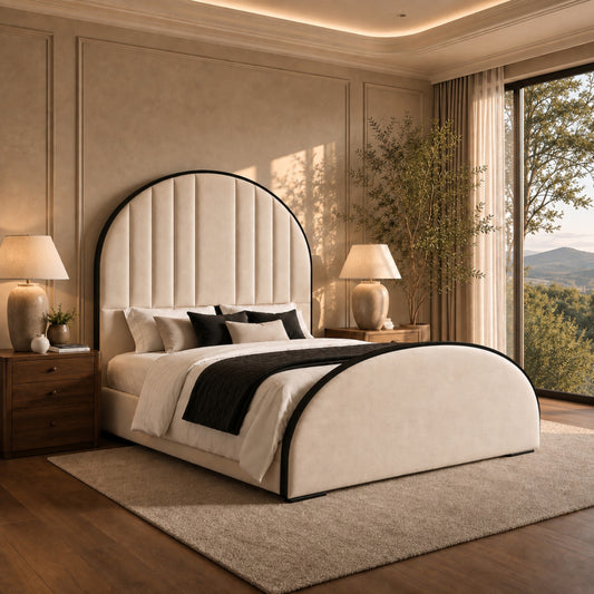 Arden Cream Ottoman Storage Bed with Arched Headboard