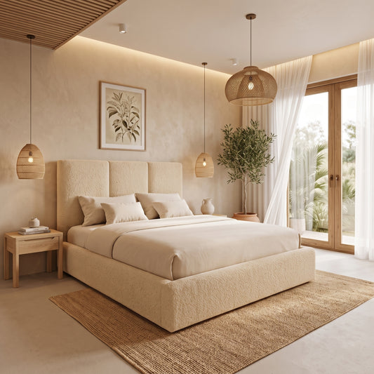 Anne Cream Bubble Design Upholstered Fabric Bed Frame