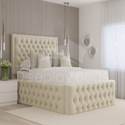 Bournemouth Chesterfield Upholstered Ottoman Storage Cream Beds Frame