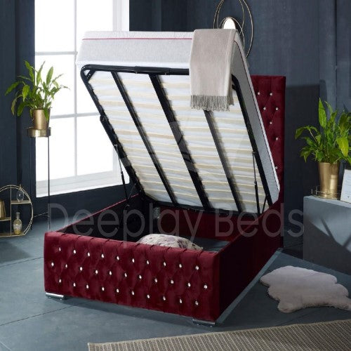 Lancaster Chesterfield Upholstered Ottoman Storage  Red Beds Frame