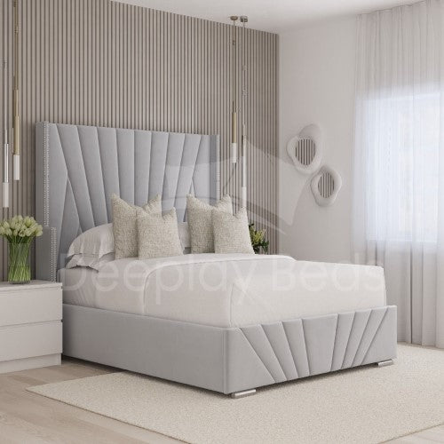 Metropolitan Upholstered Wingback Storage Silver Bed Frame